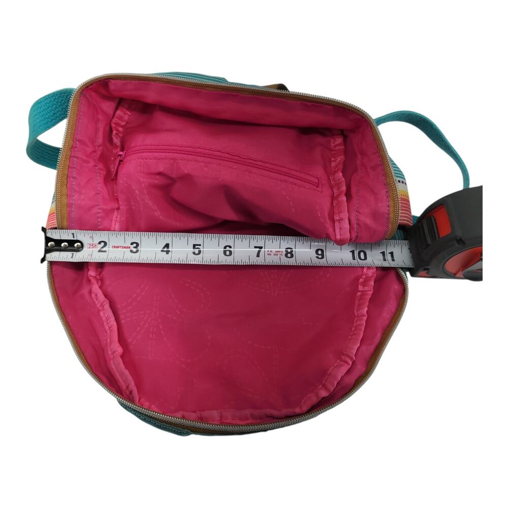 Lily Bloom Mini Backpack Purse Colorful Stripe Crossbody Bag Vegan Leather Trim - Picture 5 of 8